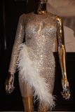 Fashion Sexy Sequin Feather Dress