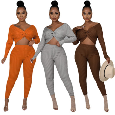 Fashion Temperament Solid Color Pit Strip Hundred Wrinkle Two-piece Set