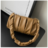 Pleated Solid Color Cloud Simple Messenger Bag
