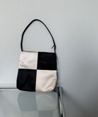 Checkerboard Zip Closure Bag in Silk