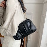 Pleated Solid Color Cloud Simple Messenger Bag