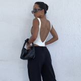 Solid Color Sleeveless Large Backless Jumpsuit