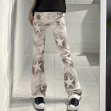 Trendy Star Smudged Contrast Color Low Rise Jeans