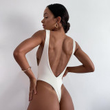 Solid Color Sleeveless Large Backless Jumpsuit