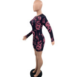 New Body-fitting Printed Rendering Dress