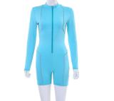 Casual Anti-luminous Stitching Long-sleeved Bodysuit With Zipper