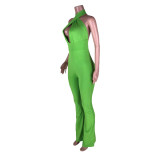 Sexy Backless Solid Color Jumpsuit