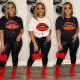 Letter Print Round Neck Short-sleeved T-shirt