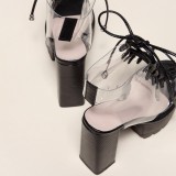 Candy Color Transparent Lace Up PVC Women's Boots