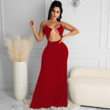 Solid Color Sexy Backless Dress