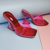 Fashion Transparent Heel Colorful PVC Sandals