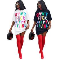 Fashion Multicolor Contrasting Letter T-Shirt Dress