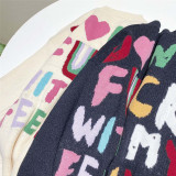 Colorful Letter Jacquard Loose All-match Warm Knitted Top