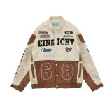 Couples Moto Letter Embroidered Detachable Half Jacket
