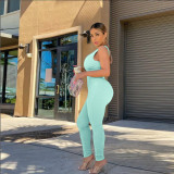 Solid Color Backless Sleeveless Jumpsuit