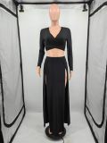 Navel Lace-up Stretch Sexy Nightclub Open Skirt Suit