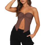 Fashion Sexy Solid Color Kink Bandeau Halter Top