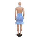 Fashion Halter Neck Backless Sequin Dress