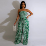 Sexy Sleeveless Backless Printed Wide-leg Jumpsuit