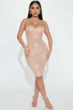 Fashion Sling Nightclub Sexy See-through Tube Top Sequin Dress