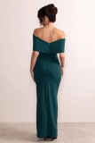 Bow Knot Off Shoulder Birthday Dinner Slit Women Dress