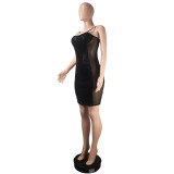 Fashion Sling Nightclub Sexy See-through Tube Top Sequin Dress