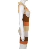 Color-blocking Paneled Sleeveless Wool Jumpsuit