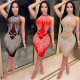 Hot Drill Nightclub Style Round Neck Backless Sleeveless Dress