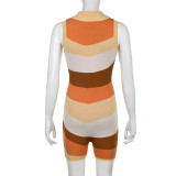 Color-blocking Paneled Sleeveless Wool Jumpsuit
