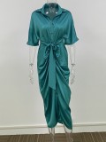 Fashion Satin Shirt Dress
