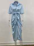Fashion Satin Shirt Dress