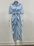 Fashion Satin Shirt Dress