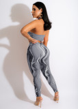 Sexy Halterneck Print Trousers Two-piece Set