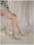 Latest Cinderella Shoes Rhinestone High Heels Pointed Toe Crystal Party Women Wedding Shoes