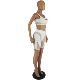 High Elastic Mesh Yarn Splicing Sexy See-through Two-piece Set