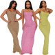 Fashion Solid Color Elastic Sling Long Dress
