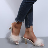 Fashion New Stiletto Sandals With Fur