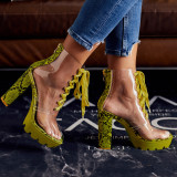 2023 Sponge Cake Heel Thick Sole PVC Strap Transparent Sandals