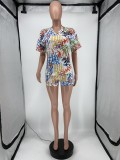 Fashion Graffiti Print Casual Two-piece Set