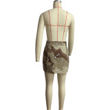 Trendy Camouflage Tassel Pocket Zip Cargo Skirt