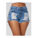 Trendy Tattered Eyelet Strap Jeans