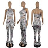 Fashion New Print Tight Two-piece Suit