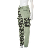 New Style Printed Personalized Street Hipster Slim Camouflage Jeans