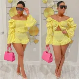 Sexy Women's Solid Color Pleated Suit