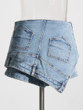 New High Waist Irregular Washed Distressed Jeans