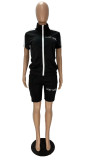 Fashion Letter Embroidery Zipper Sports Two-piece Set