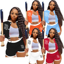Embroidered Baseball Uniform Casual Summer Stitching Sports Two-piece Suit