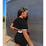 Embroidered Baseball Uniform Casual Summer Stitching Sports Two-piece Suit