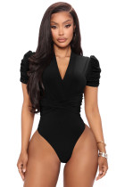 Solid Color V-neck Sexy One-piece