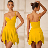 Women's Fashion Solid Color V Neck Sling Dress